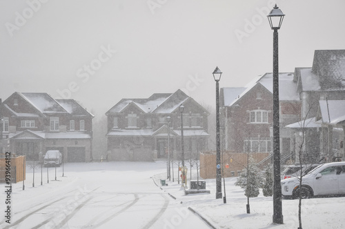 Houses and street in winter