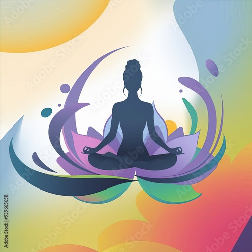 Wallpaper Mural Abstrakte Silhouette Einer Frau Am Meditieren Torontodigital.ca