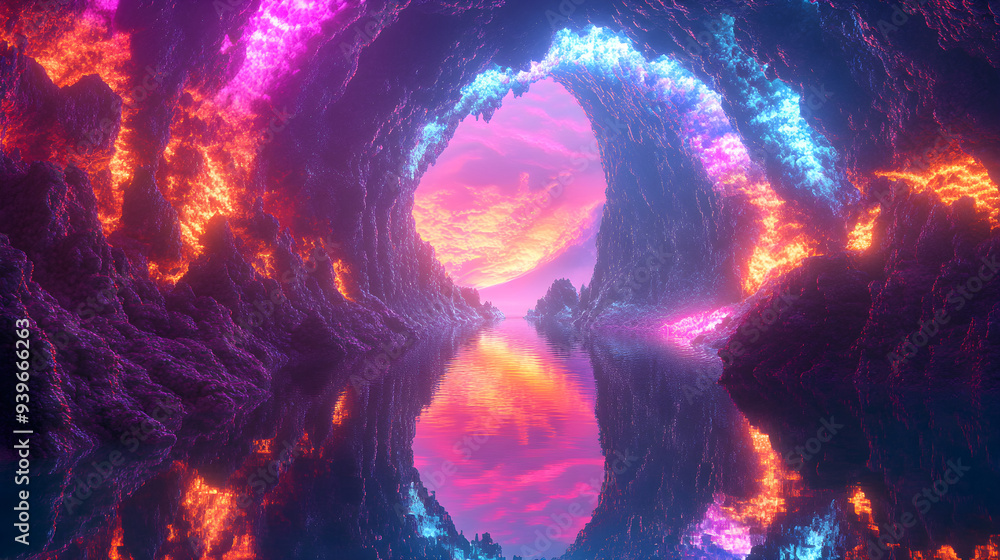 An abstract mountain and water colorful wallpaper An abstract mountain and water colorful wallpaper