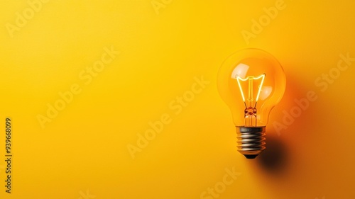 A glowing light bulb against a vibrant yellow background, symbolizing creativity and inspiration in design.