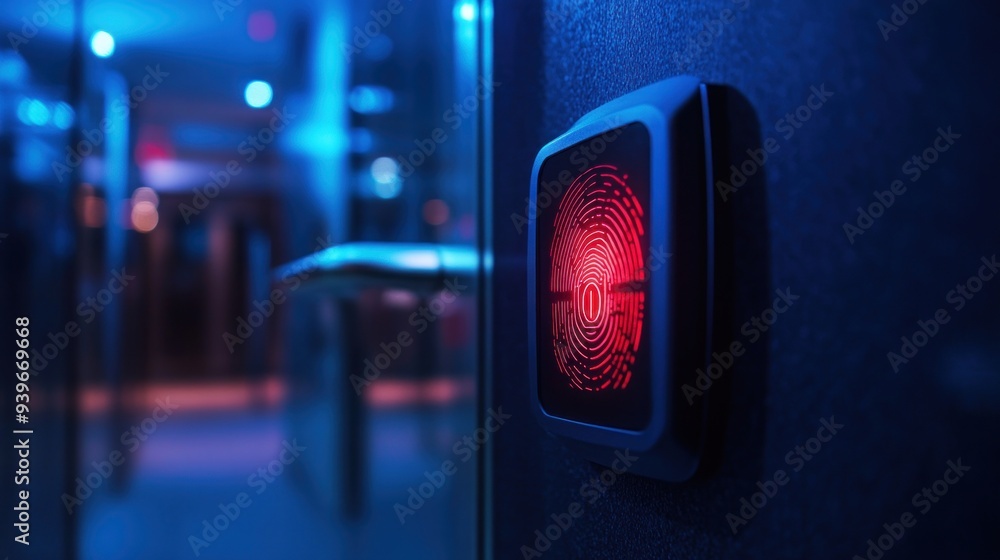Fingerprint Scanner in a Modern Building Fingerprint Scanner in a Modern Building