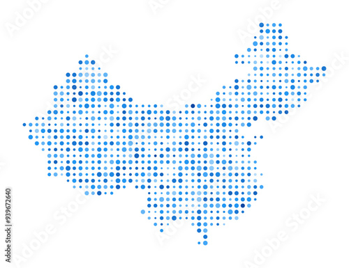 China Dot Map. Country Digital Style Shape. China vector image. Country shape blue circular dots. Creative vector illustration.