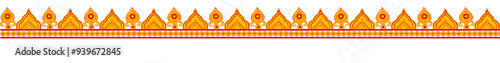 Durga Puja Offer Banner with Arch, Background Frame, and Decorative Border Featuring Goddess Durga, Happy Durga Puja Message, Sale, Discount Tags, and Promotion for Navratri, Ganesh Chaturthi