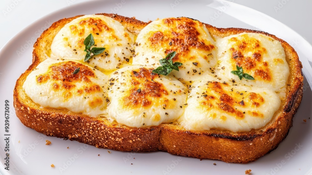 Cheese toast with golden, bubbling mozzarella and a sprinkle of fresh oregano, photorealistic, hyper-resolution, classic Italian comfort food Cheese toast with golden, bubbling mozzarella and a sprinkle of fresh oregano, photorealistic, hyper-resolution, classic Italian comfort food
