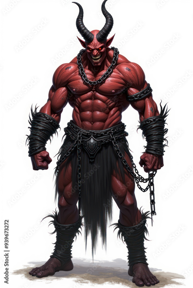 Fototapeta premium Mighty Demon of Dark Fantasy , dark fantasy aesthetic, high-detail illustration, epic fantasy artwork, character concept art, rich color palette, dark and gritty style.