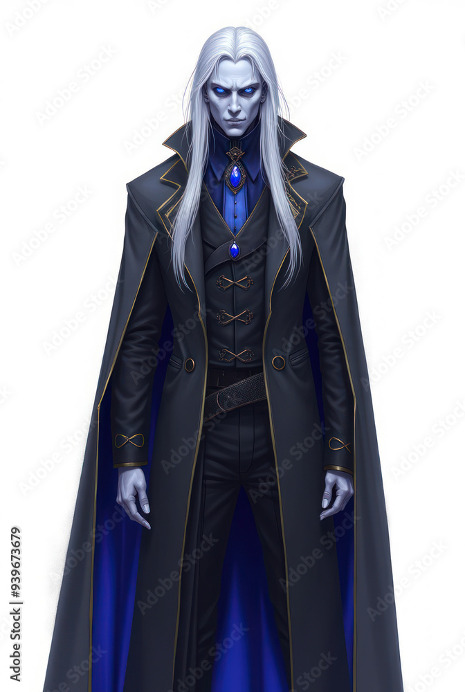 Vampire Lord in Dark Fantasy , dark fantasy aesthetic, high-detail illustration, epic fantasy artwork, character concept art, rich color palette, dark and gritty style.