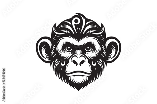 Monkey had silhouette vector illustration