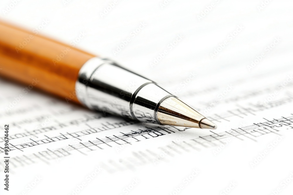 Close-up of a sleek pen, poised over a document, emphasizing the art of writing and professionalism in a modern setting. Close-up of a sleek pen, poised over a document, emphasizing the art of writing and professionalism in a modern setting.