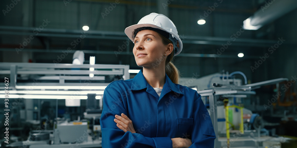 Close-up portrait of a female professional in an industrial setting Close-up portrait of a female professional in an industrial setting