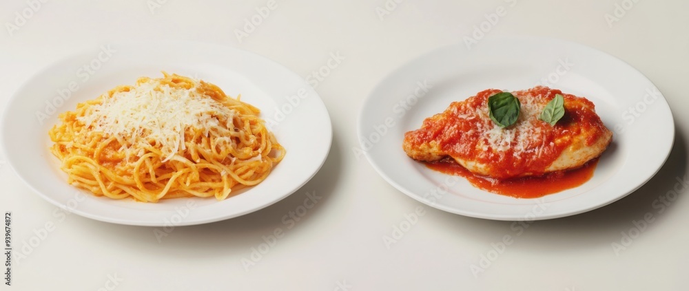 A plate of delicious pasta with rich sauce and melted cheese A plate of delicious pasta with rich sauce and melted cheese