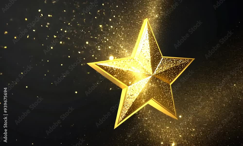 Golden Star with Glittering Dust Golden Star with Glittering Dust