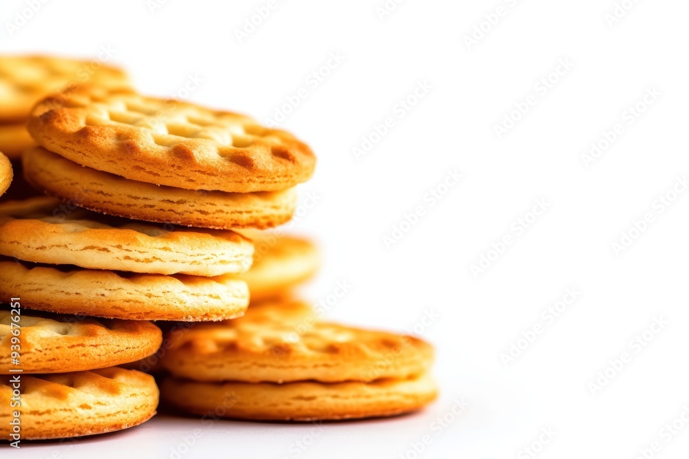 Close-up of delicious stacked sandwich cookies with creamy filling on a white background. Perfect for bakery and dessert-themed projects. Close-up of delicious stacked sandwich cookies with creamy filling on a white background. Perfect for bakery and dessert-themed projects.