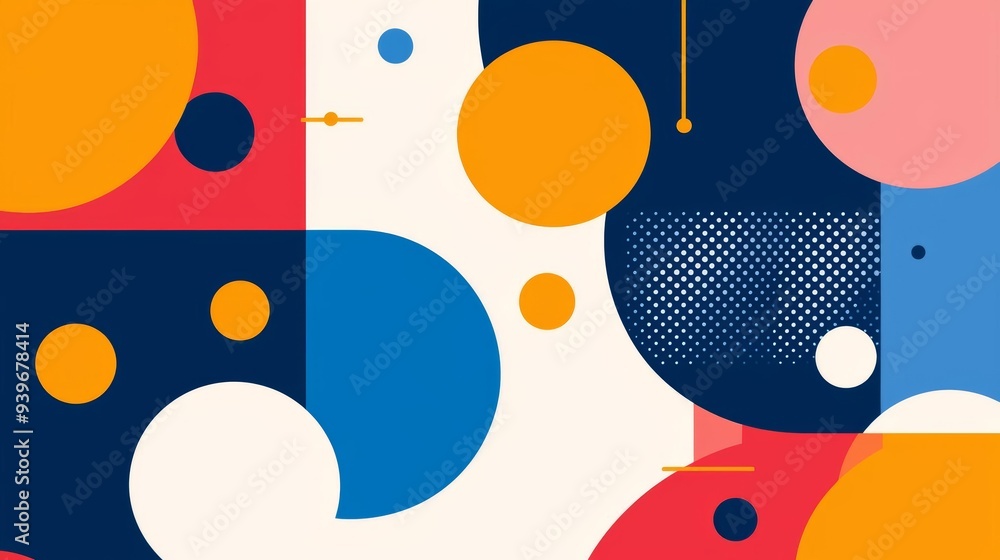 Geometric world, connected abstract symbols, minimalist network, flat design illustration Geometric world, connected abstract symbols, minimalist network, flat design illustration