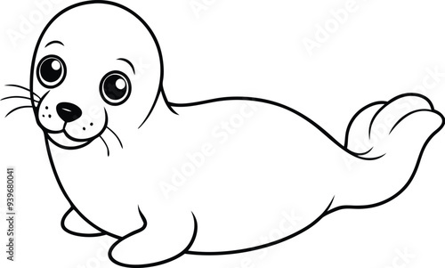 Sweet seal illustration ideal for kids coloring books simple outlines create a perfect canvas for young artists to enjoy

