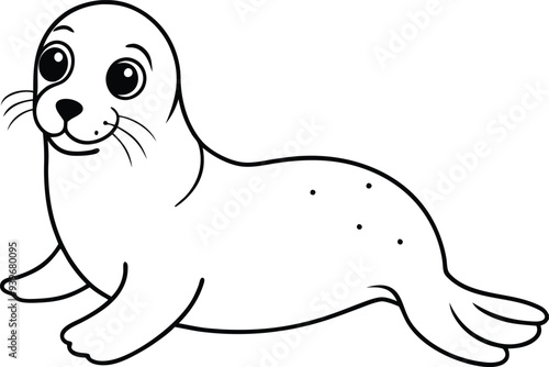 Adorable seal drawing for children's coloring books easy to color with clean lines and a playful design to spark imagination

