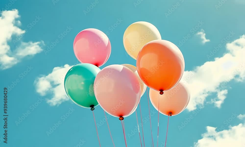 Colorful Balloons Floating in a Blue Sky Colorful Balloons Floating in a Blue Sky