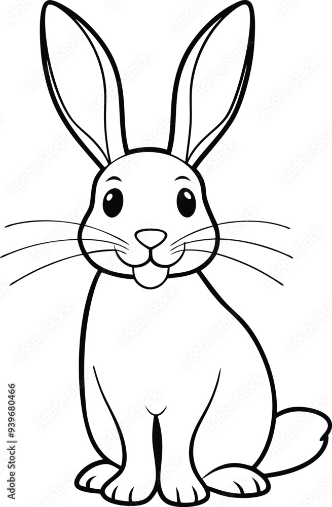 Fototapeta premium Cute rabbit line art perfect for kids coloring books simple and fun designs for young artists 