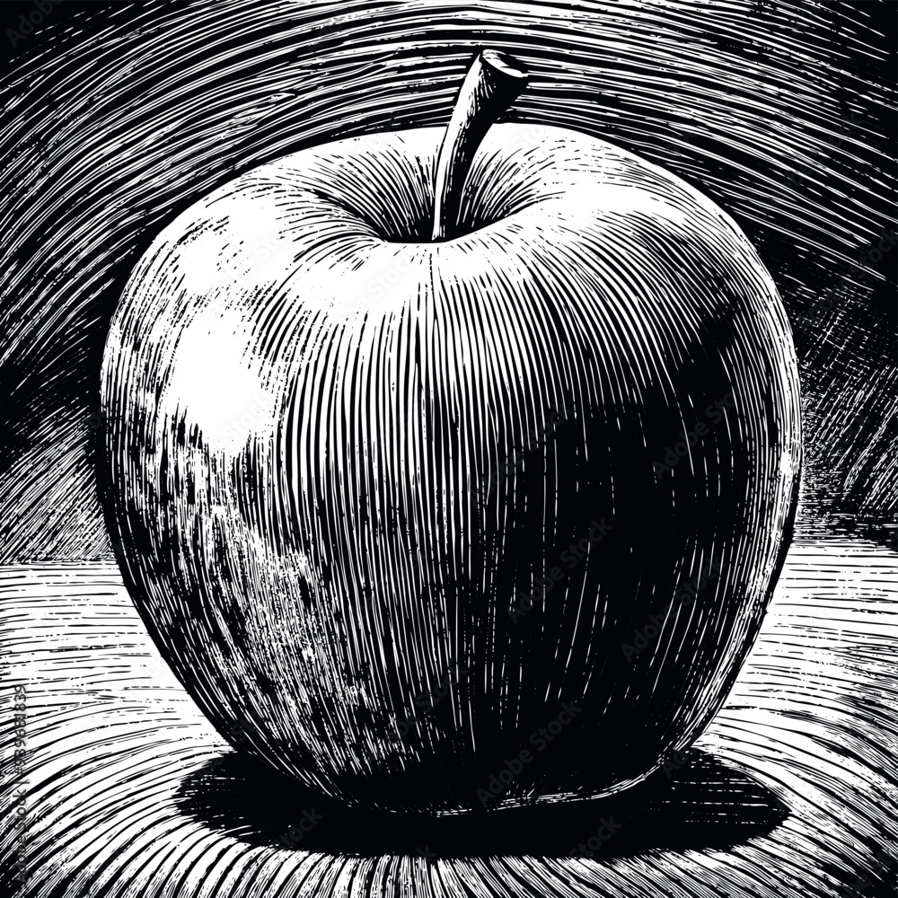 Apple engraved vector
