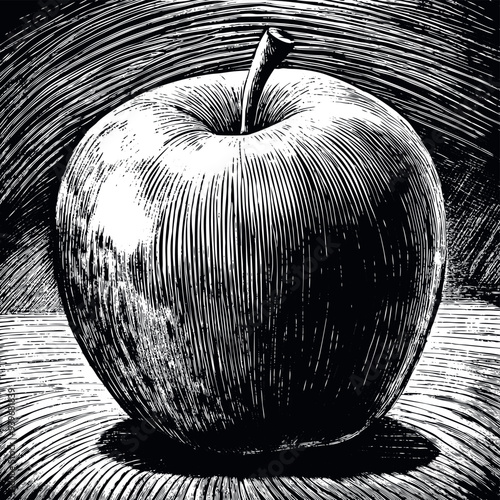 Obraz na płótnie Apple engraved vector w salonie