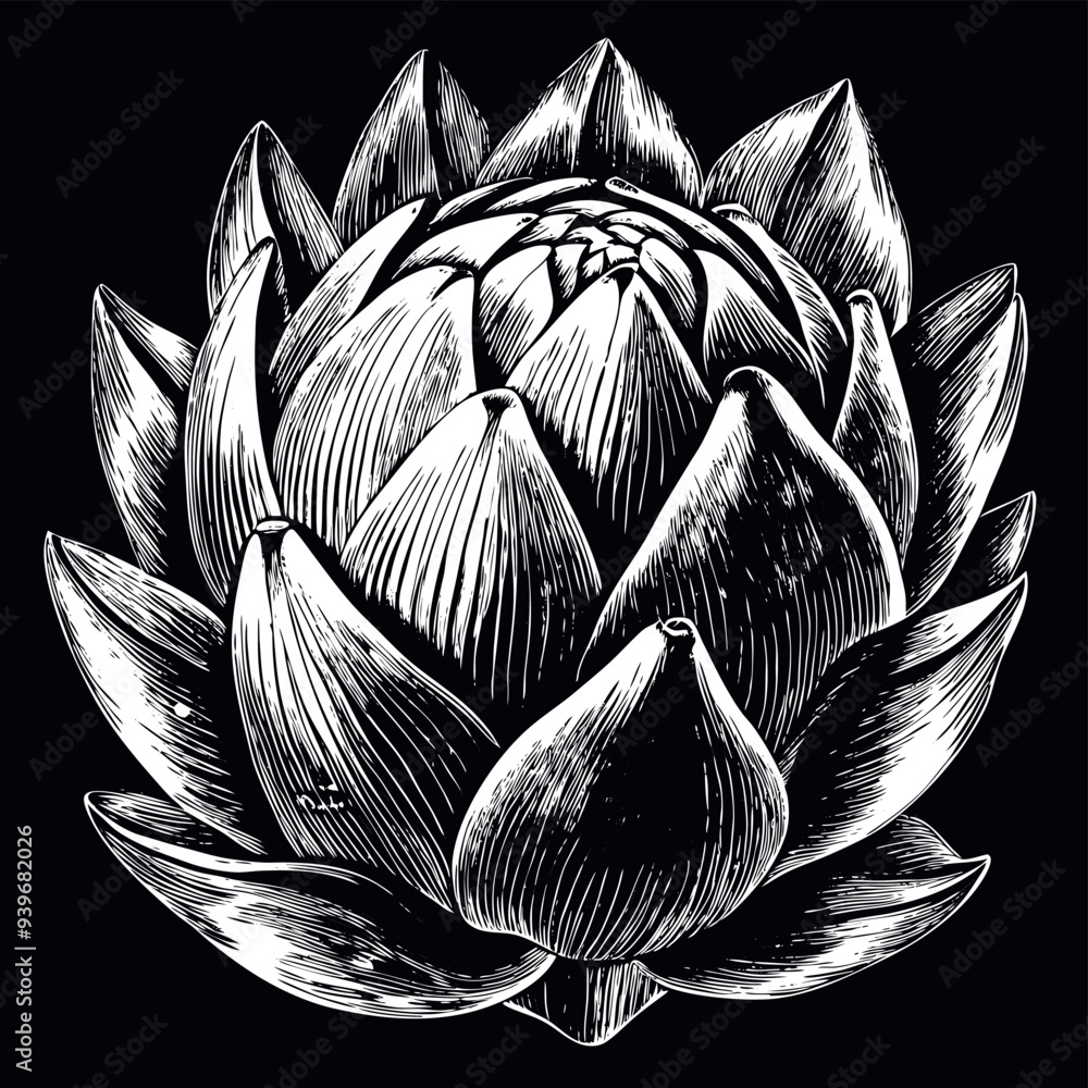 artichoke engraved vector