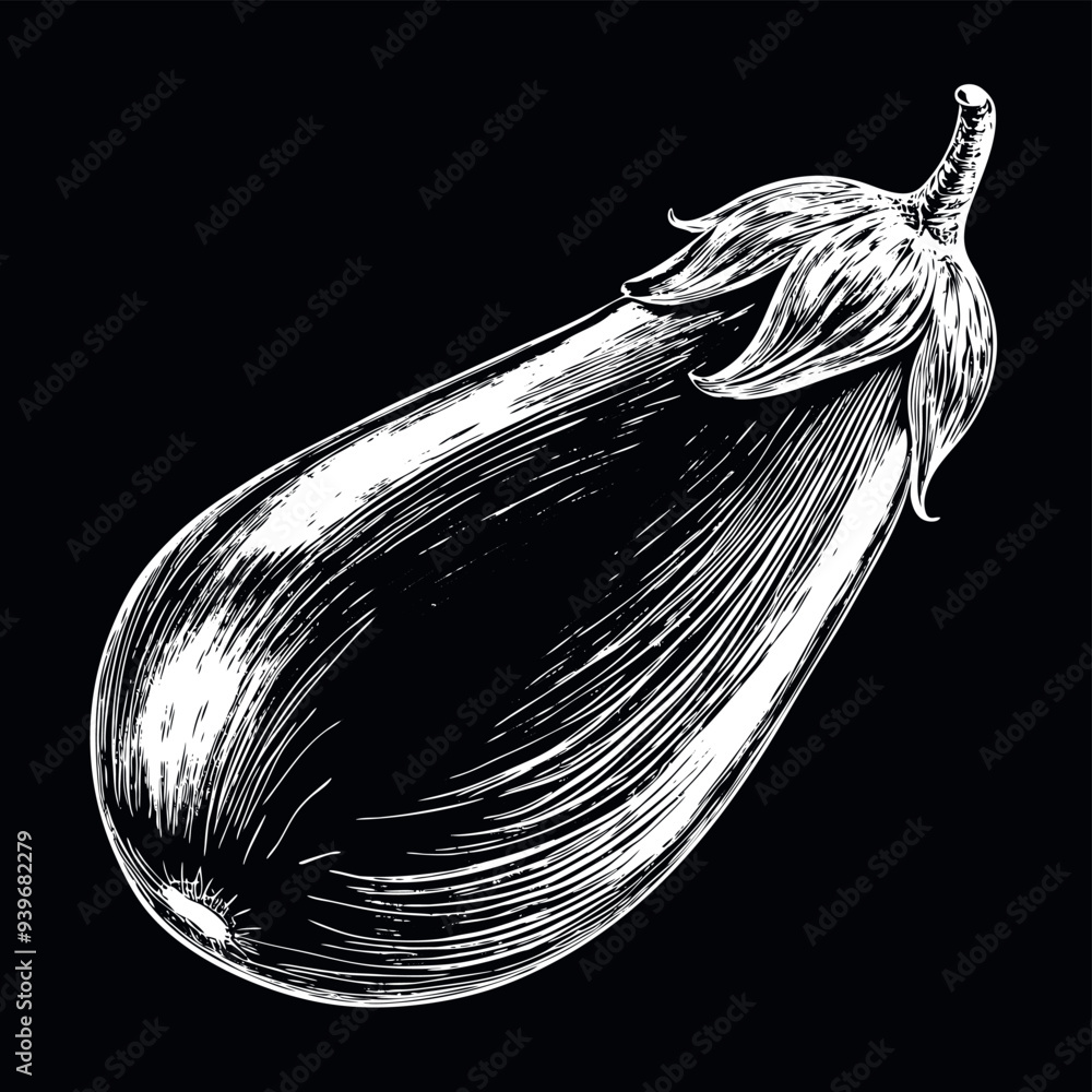 Aubergine engraved vector