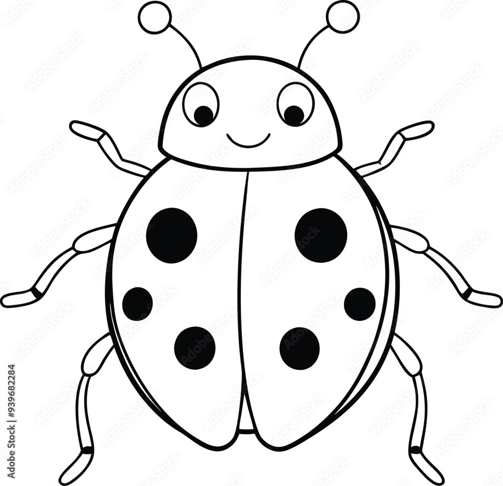 Fototapeta premium Cute ladybug line art graphic illustration ideal for kids coloring books simple design brings joy and imagination to young children