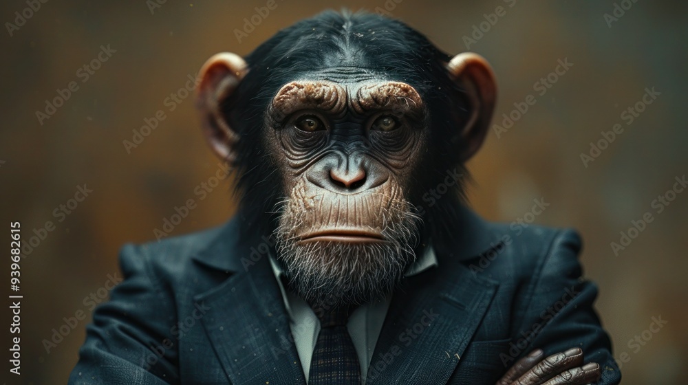 Business-savvy Monkey Giving Thumbs Up in Photobashed Portrait Business-savvy Monkey Giving Thumbs Up in Photobashed Portrait