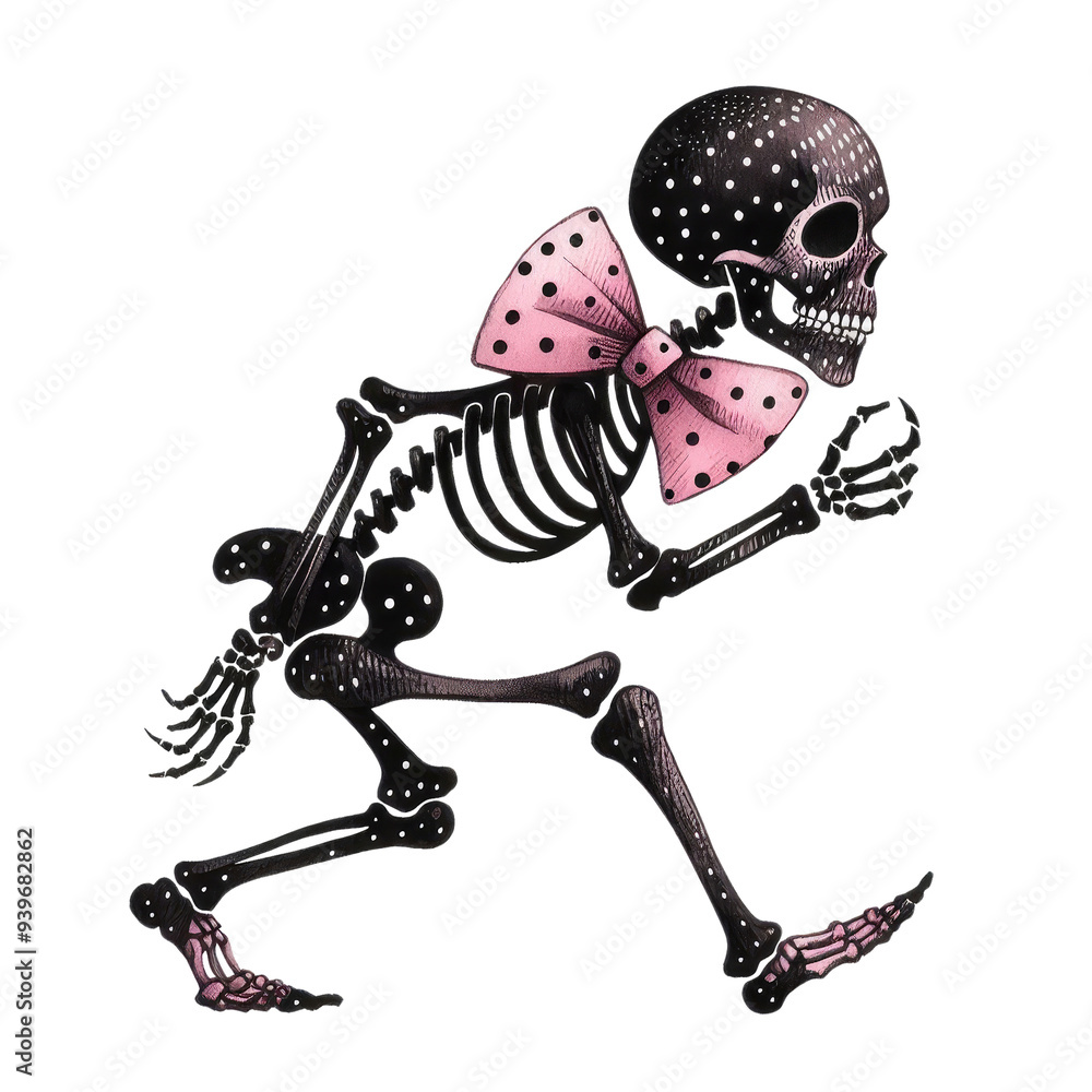 Fototapeta premium Pink Coquette Halloween Clipart Vector Illustration