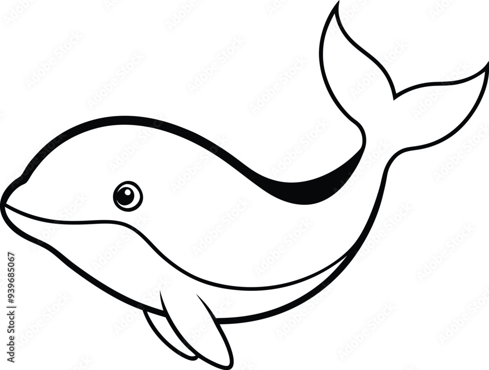 Obraz premium Adorable whale line art graphic for kids coloring books features clean lines and charming details ideal for young artists