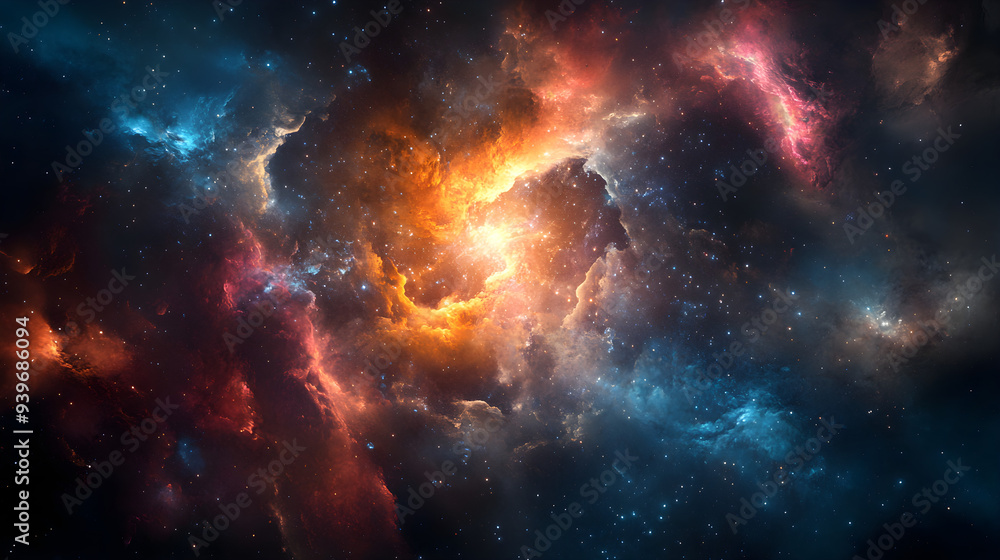 Fototapeta premium Rotating abstract image of different colors on black background