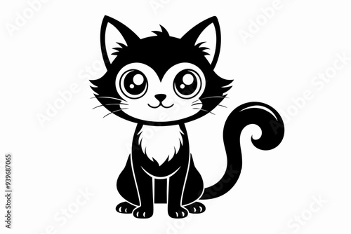 Cute Cat Silhouette Vector Illlustration