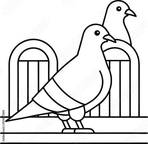 Simple and cute pigeons illustrations in line art for kids coloring books making art time enjoyable
