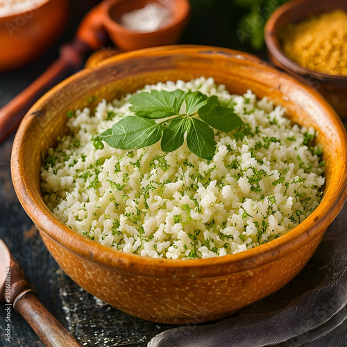 Rice dish on gourmet display photo