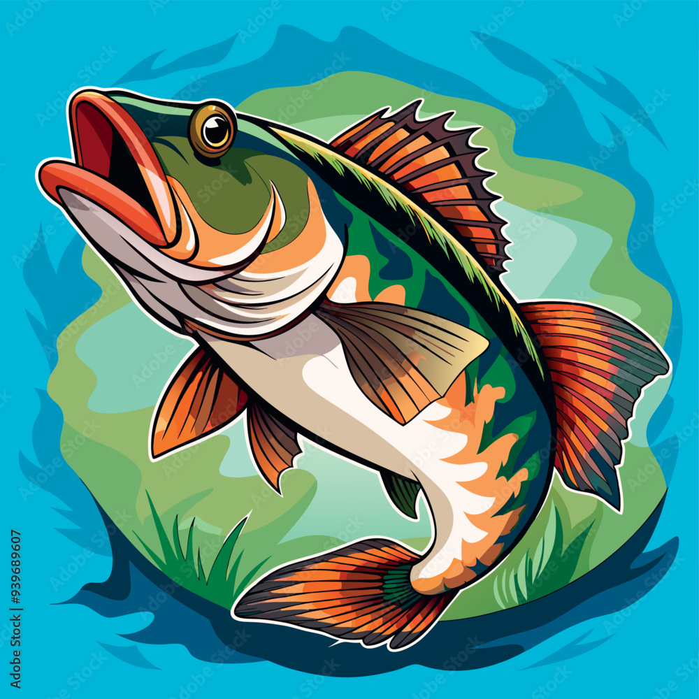 Big mouth bass color vector