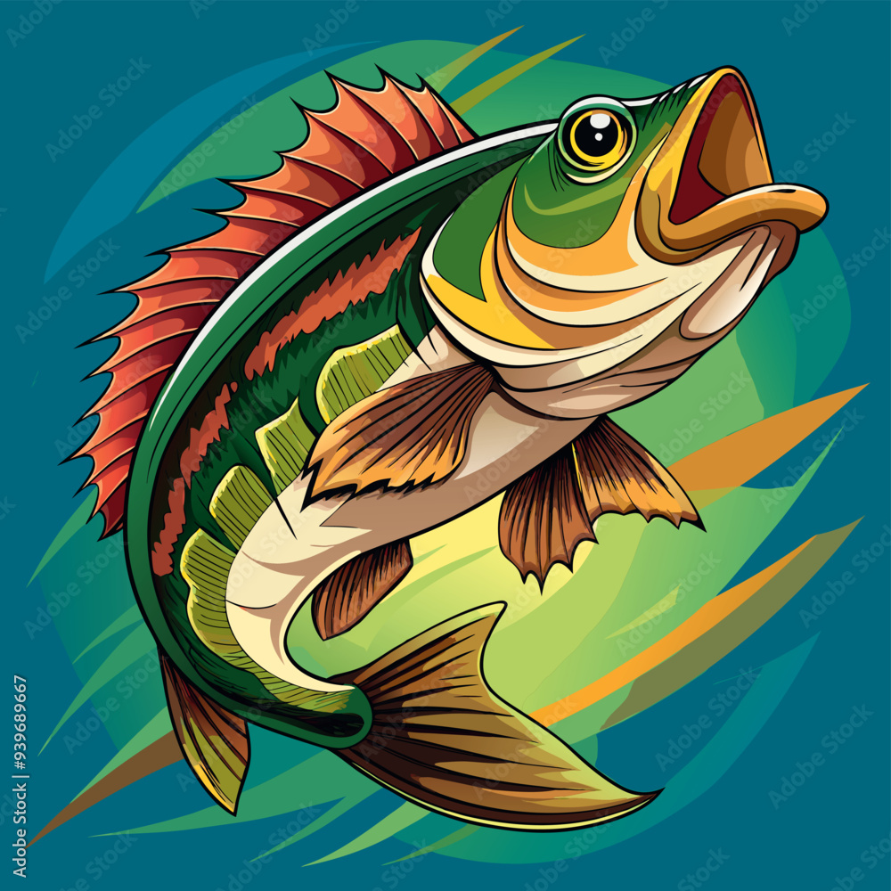 Big mouth bass color vector