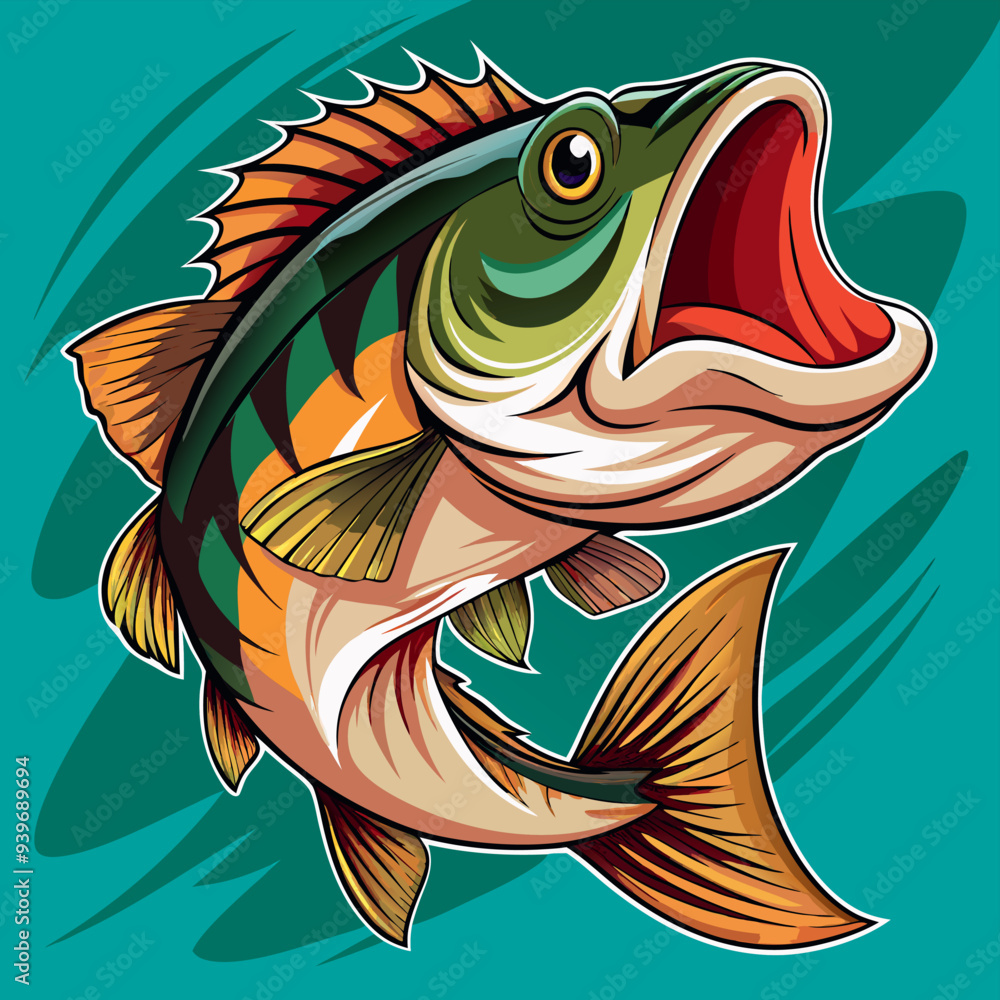 Big mouth bass color vector
