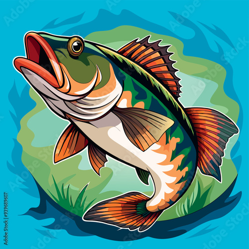 Obraz na płótnie Big mouth bass color vector w salonie