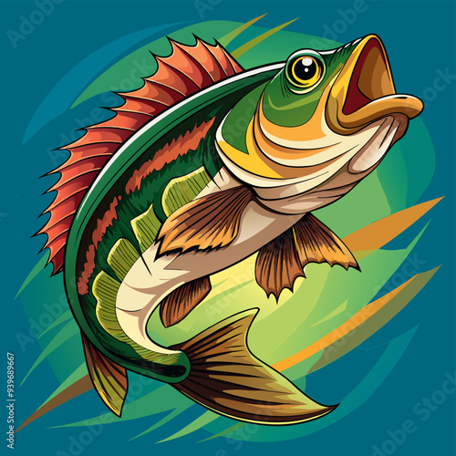 Obraz na płótnie Big mouth bass color vector w salonie