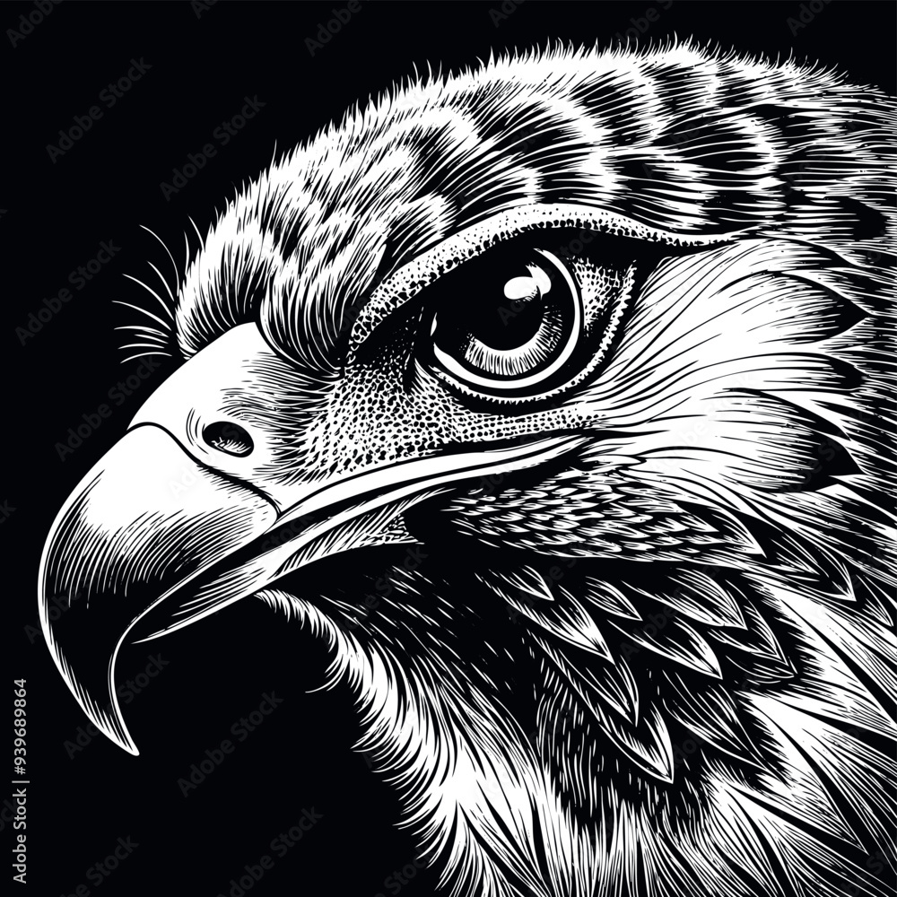 Eagle portrait engraved vector