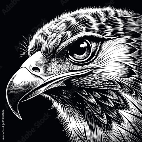 Obraz na płótnie Eagle portrait engraved vector w salonie