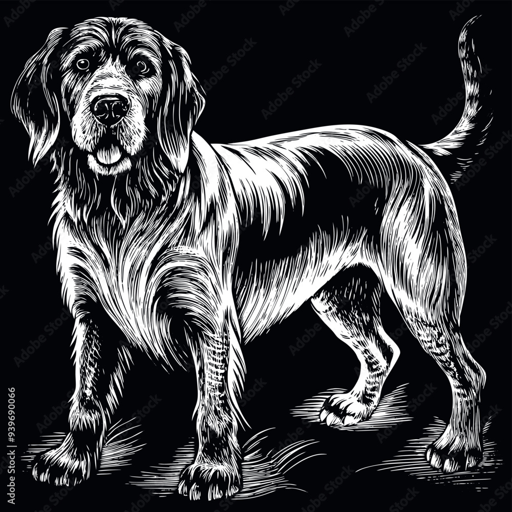 bloodhound dog engraved vector