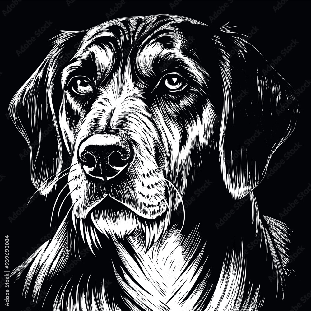bloodhound-dog-hand-drawn engraved vector