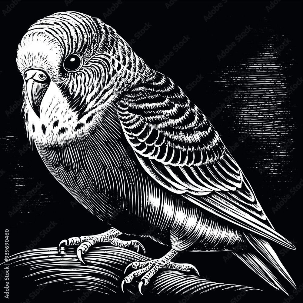 Budgie engraved vector