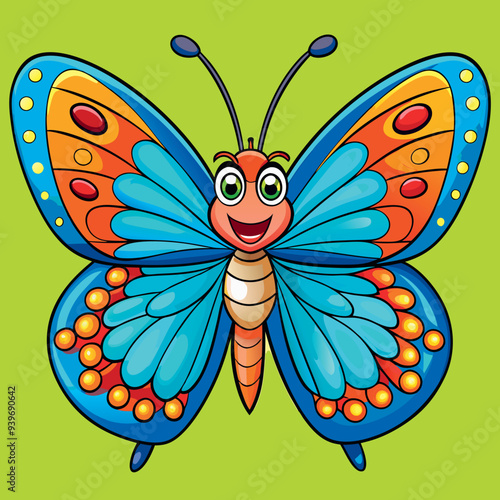 Obraz na płótnie Cartoon butterfly color vector w salonie