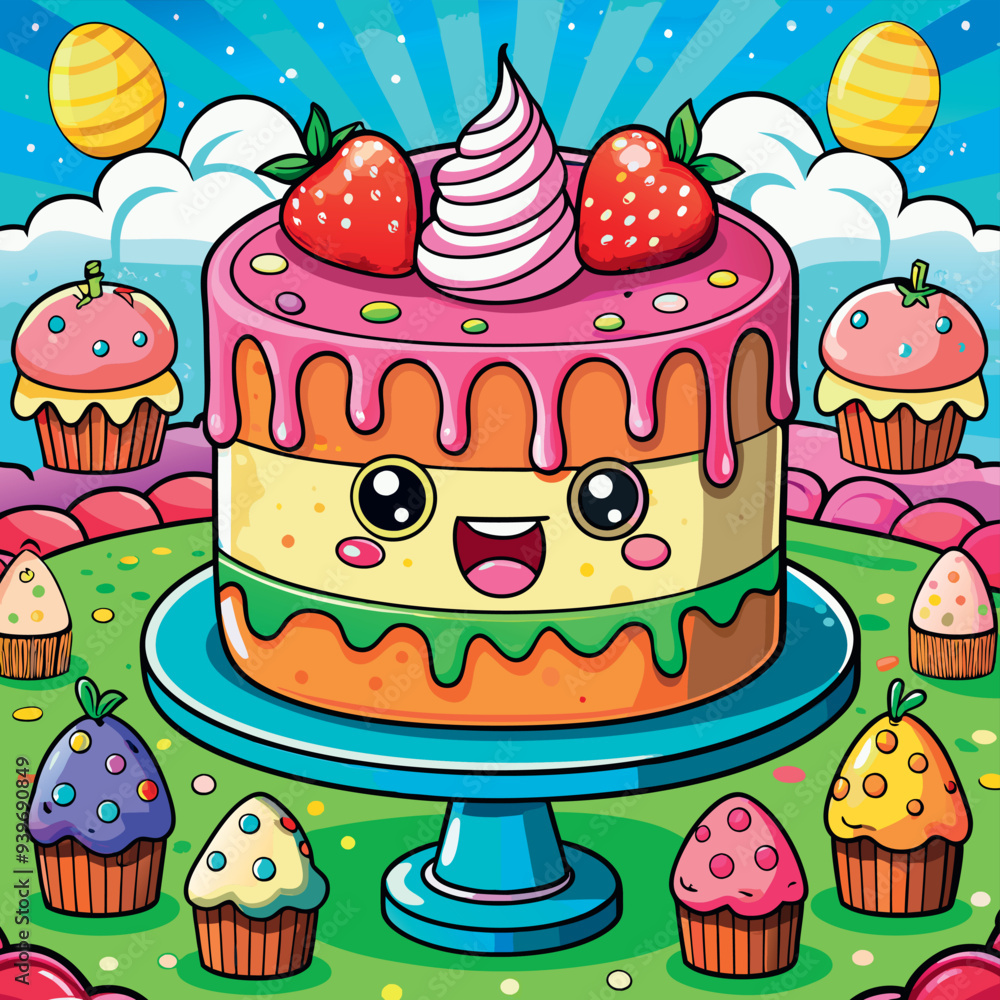Cartoon cake vector