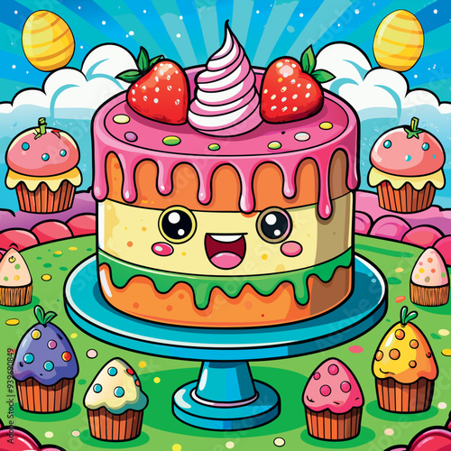Obraz na płótnie Cartoon cake vector w salonie