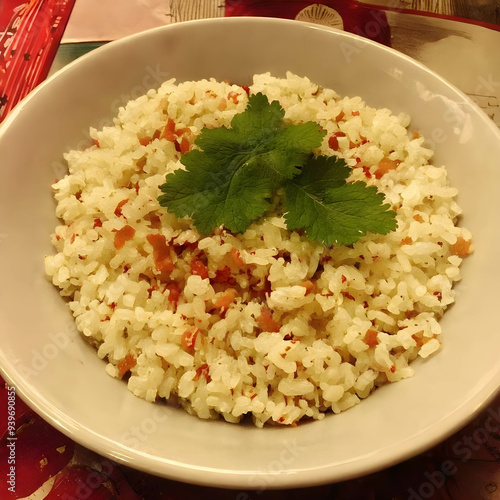 Rice dish on gourmet display photo