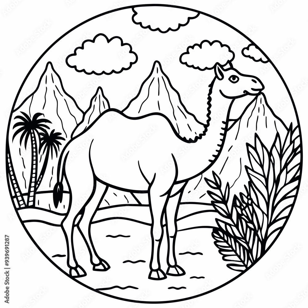 Camel outline vector illustration