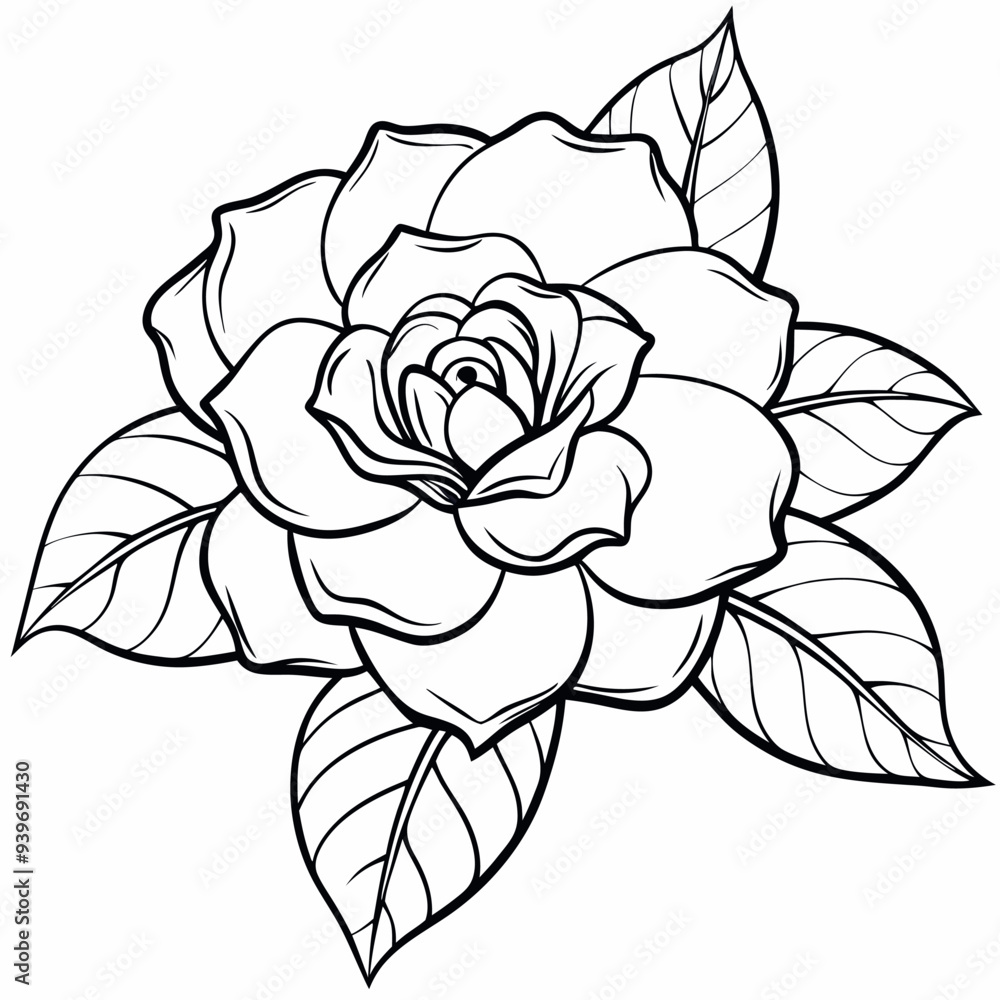 Camellia outline vector
