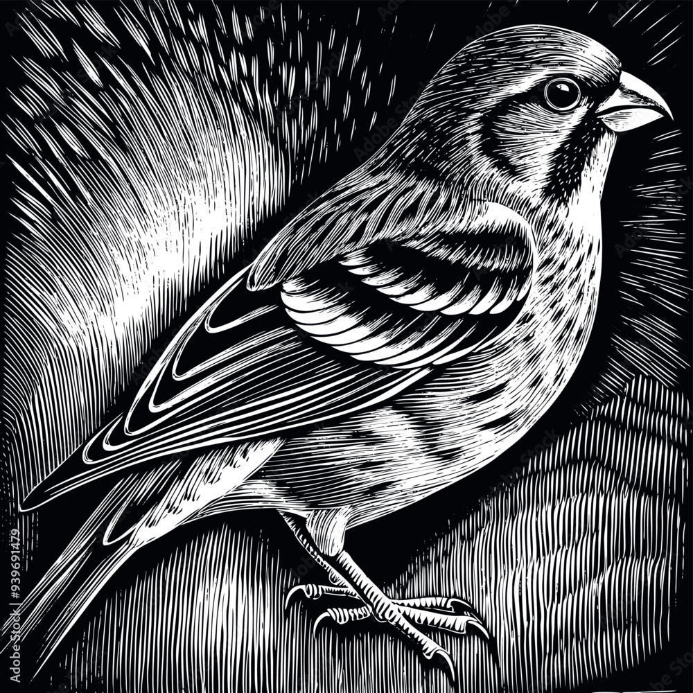 Canary engraved vector